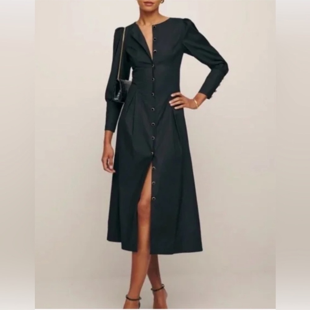 Reformation Halia Button-Front Midi Dress Sz 8